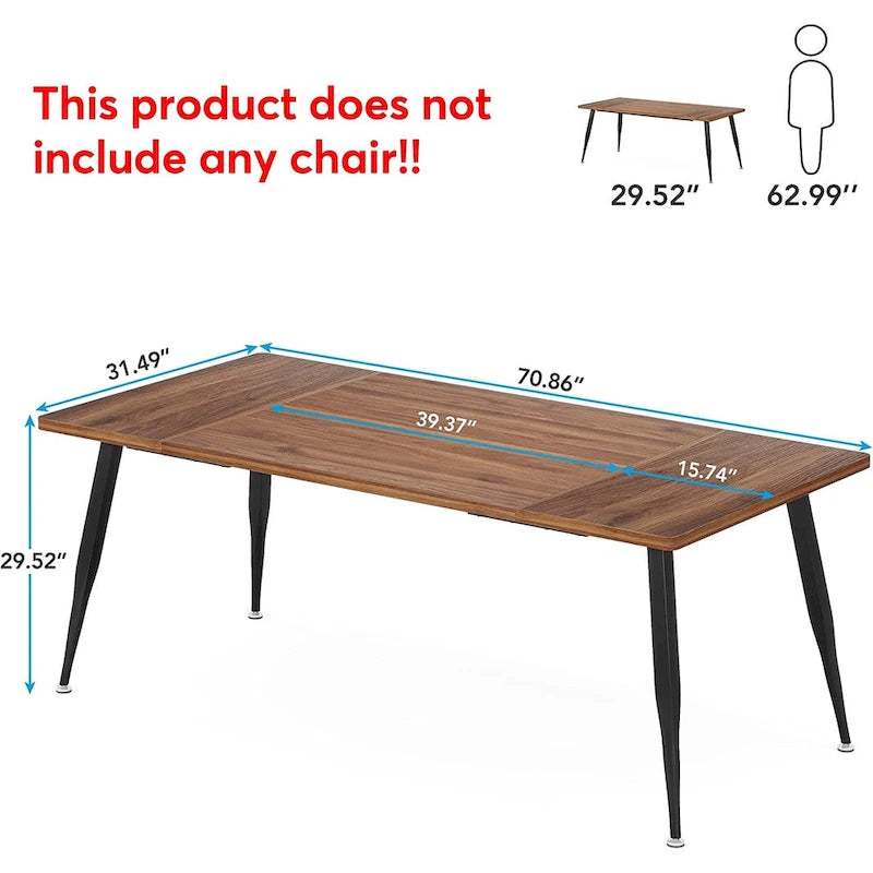 Large Dining Table for 6 to 8, Kitchen Furniture, Brown/ Black