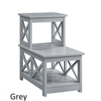 2-Tier L-Shaped End Table with X-Frame Design