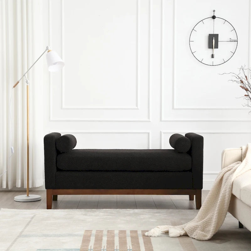 Elegant Upholstered Bench,with Wood Legs