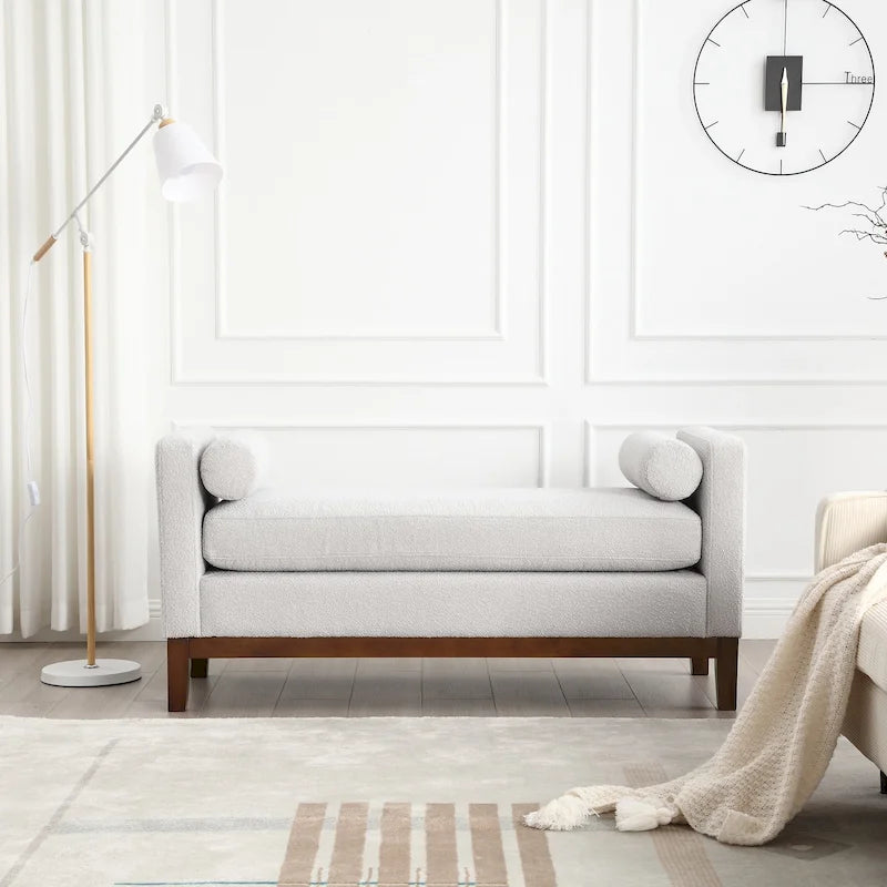 Elegant Upholstered Bench,with Wood Legs