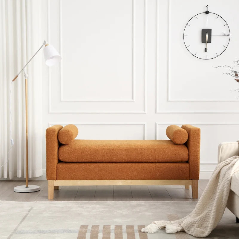 Elegant Upholstered Bench,with Wood Legs