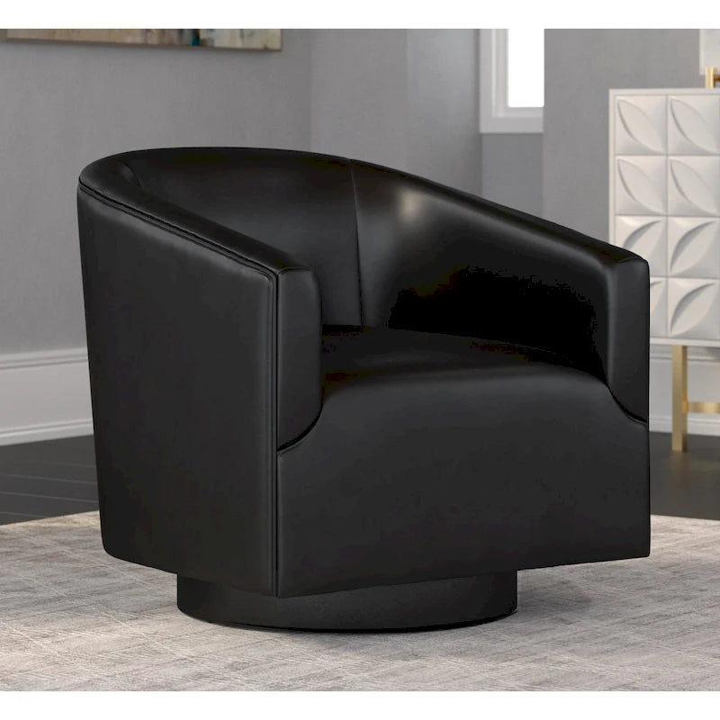 Leather Gel Swivel Chair with Wood Base - Single Seat