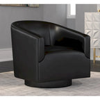 Leather Gel Swivel Chair with Wood Base - Single Seat