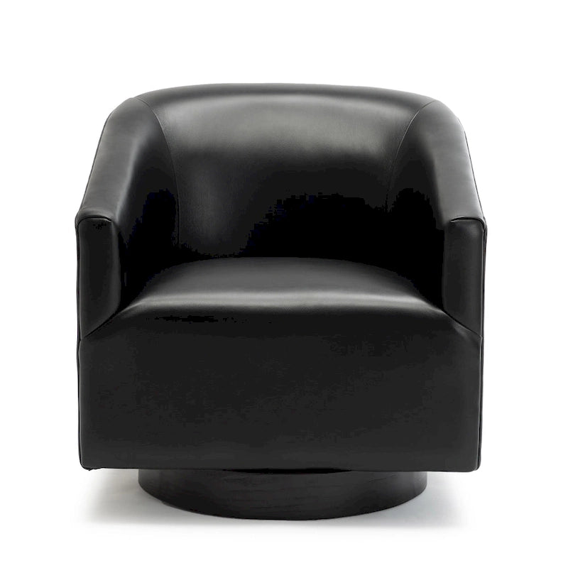 Leather Gel Swivel Chair with Wood Base - Single Seat