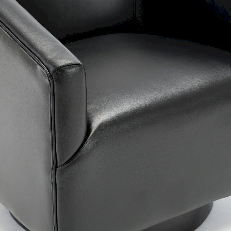 Leather Gel Swivel Chair with Wood Base - Single Seat