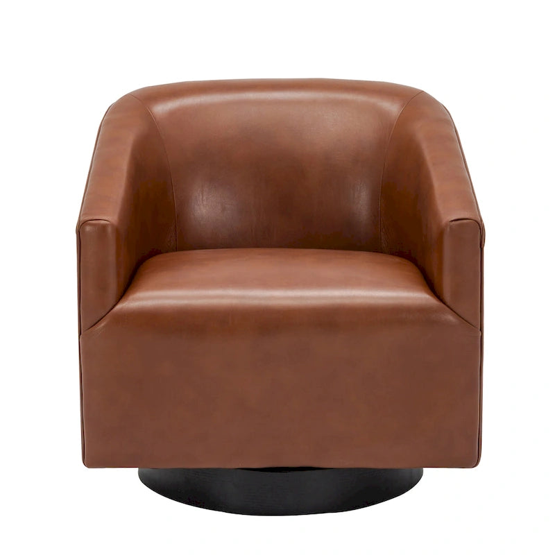 Leather Gel Swivel Chair with Wood Base - Single Seat