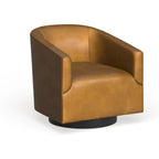 Leather Gel Swivel Chair with Wood Base - Single Seat