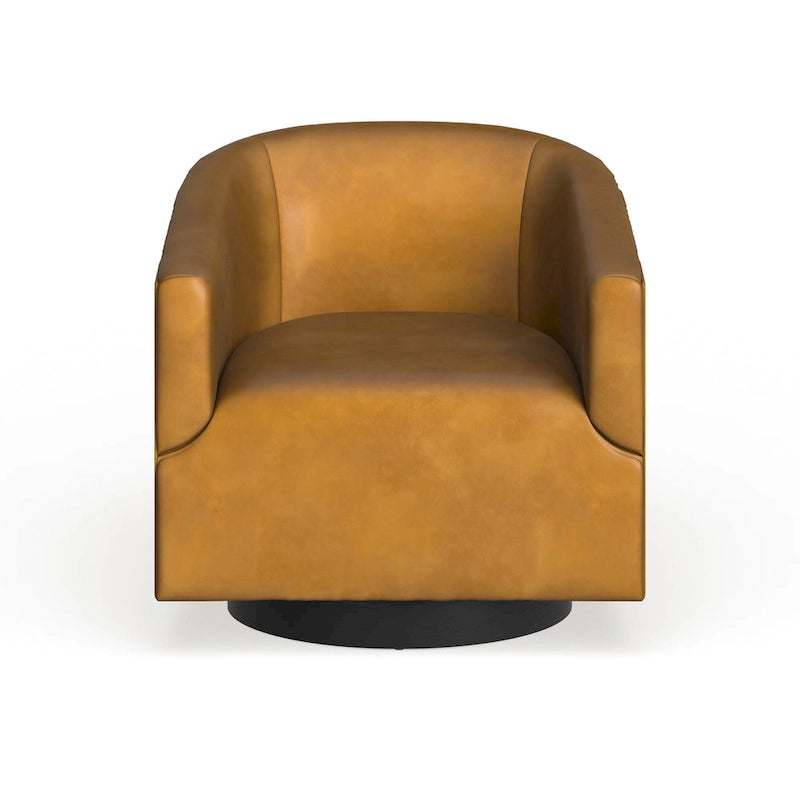 Leather Gel Swivel Chair with Wood Base - Single Seat