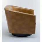 Leather Gel Swivel Chair with Wood Base - Single Seat