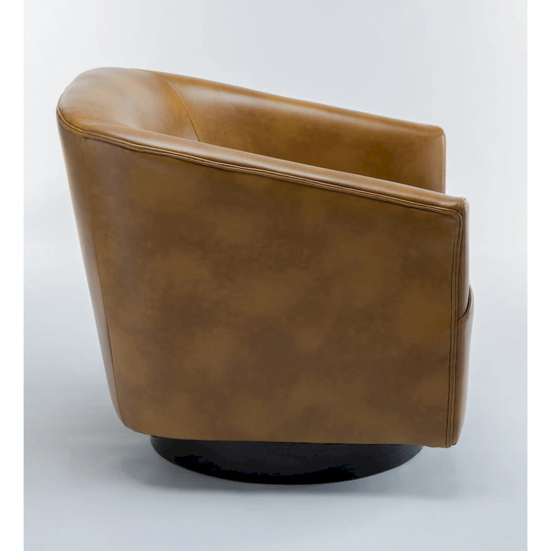 Leather Gel Swivel Chair with Wood Base - Single Seat