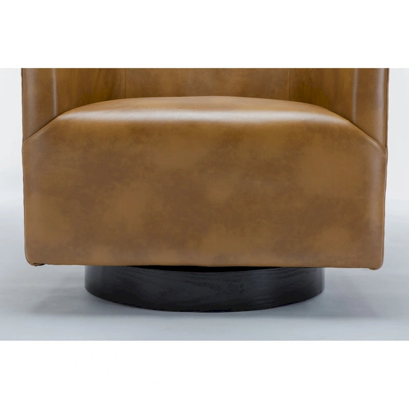 Leather Gel Swivel Chair with Wood Base - Single Seat