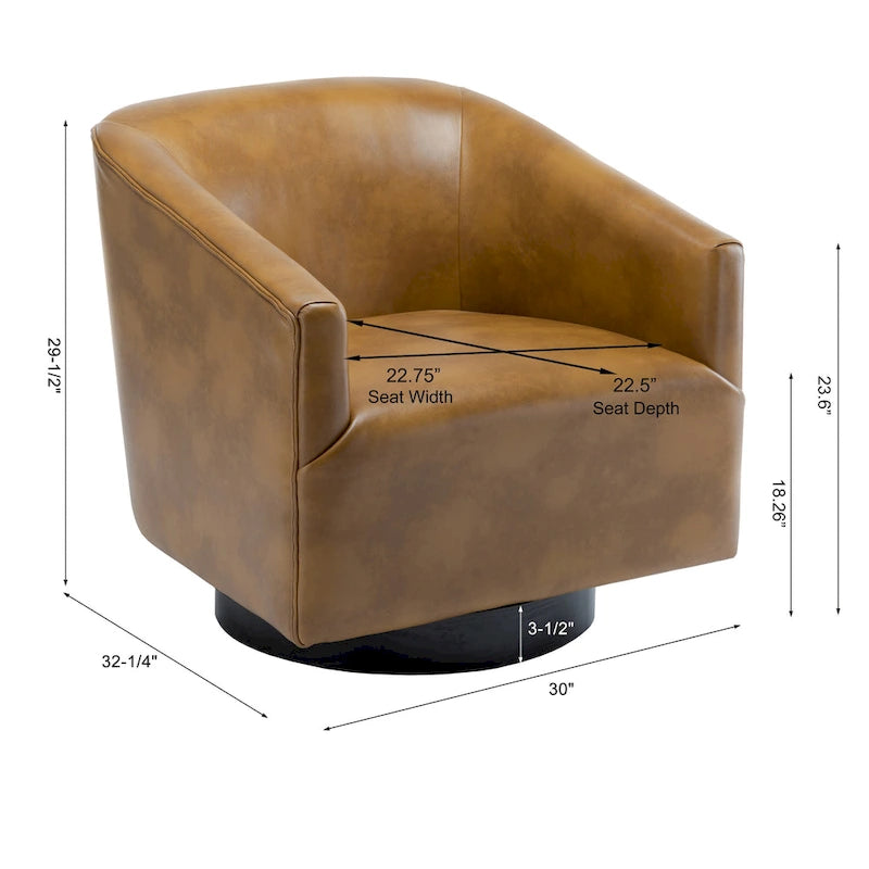 Leather Gel Swivel Chair with Wood Base - Single Seat