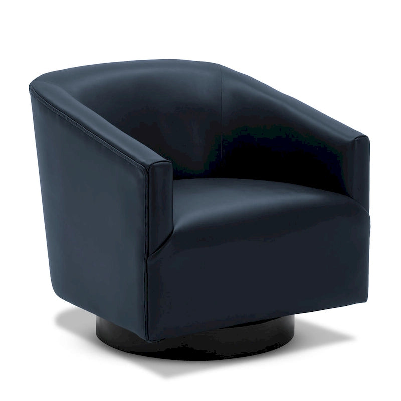 Leather Gel Swivel Chair with Wood Base - Single Seat