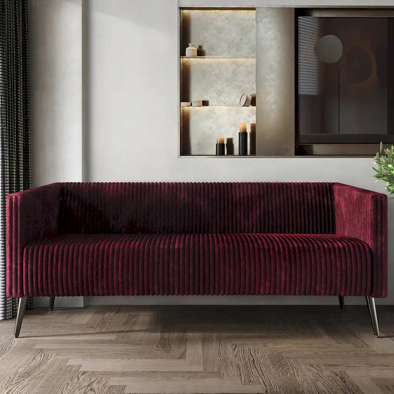 Velvet Upholstered 2.5-Seater Sofa with Metal Legs