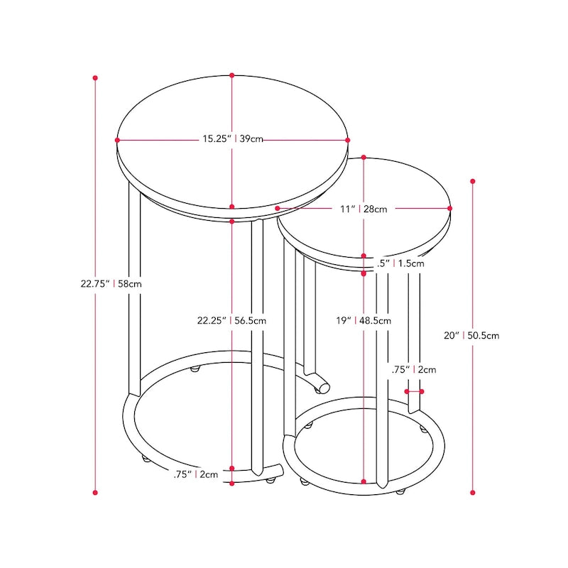 Fort Worth Round Nesting Side Table Set of 2