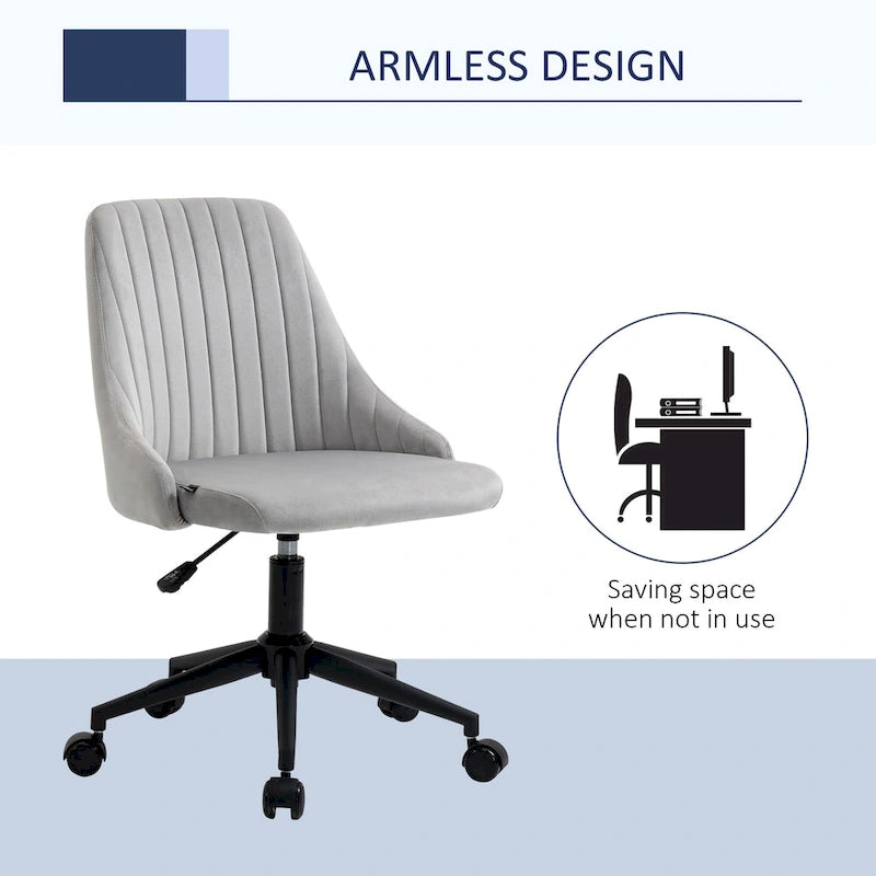 Vinsetto Mid-Back Office Chair, Velvet Fabric Swivel Scallop Shape Computer Desk Chair for Home Office or Bedroom