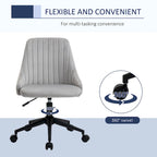 Vinsetto Mid-Back Office Chair, Velvet Fabric Swivel Scallop Shape Computer Desk Chair for Home Office or Bedroom