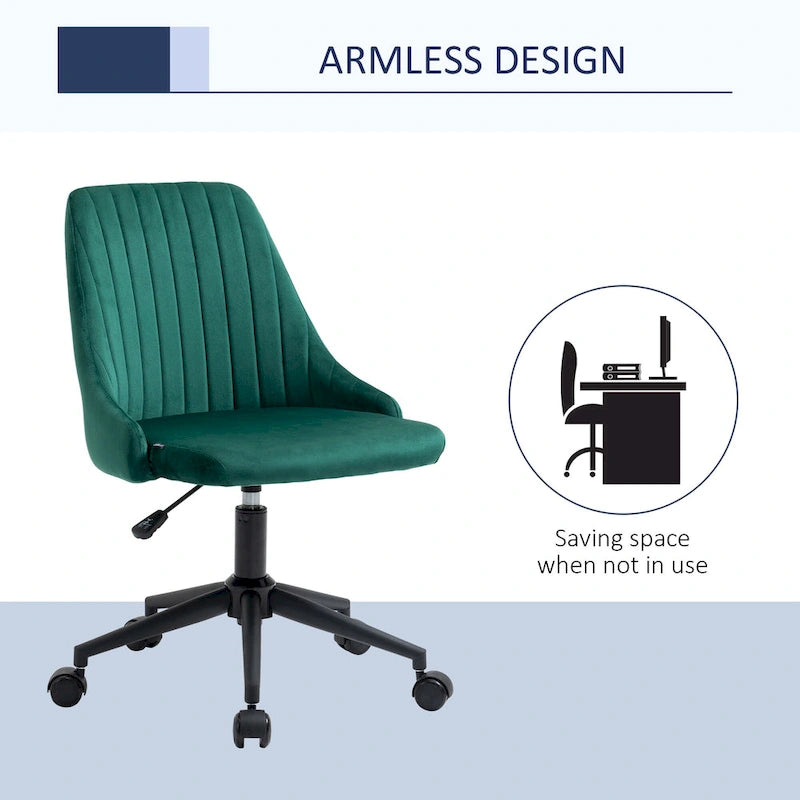 Vinsetto Mid-Back Office Chair, Velvet Fabric Swivel Scallop Shape Computer Desk Chair for Home Office or Bedroom