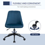 Vinsetto Mid-Back Office Chair, Velvet Fabric Swivel Scallop Shape Computer Desk Chair for Home Office or Bedroom