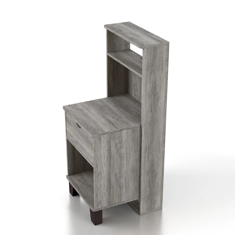 DH BASIC Transitional Compact 3-Shelf Single-Drawer Nightstand by Denhour