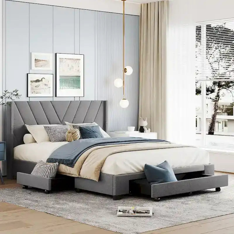 Queen Size Storage Bed with 3 Drawers