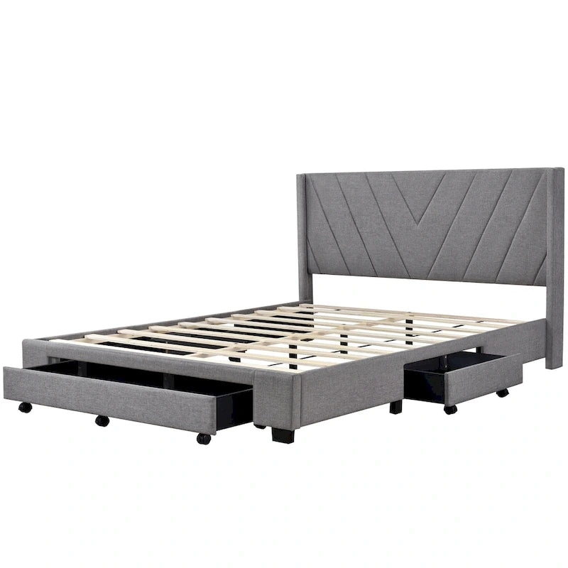 Queen Size Storage Bed with 3 Drawers