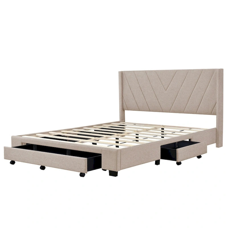 Queen Size Storage Bed with 3 Drawers