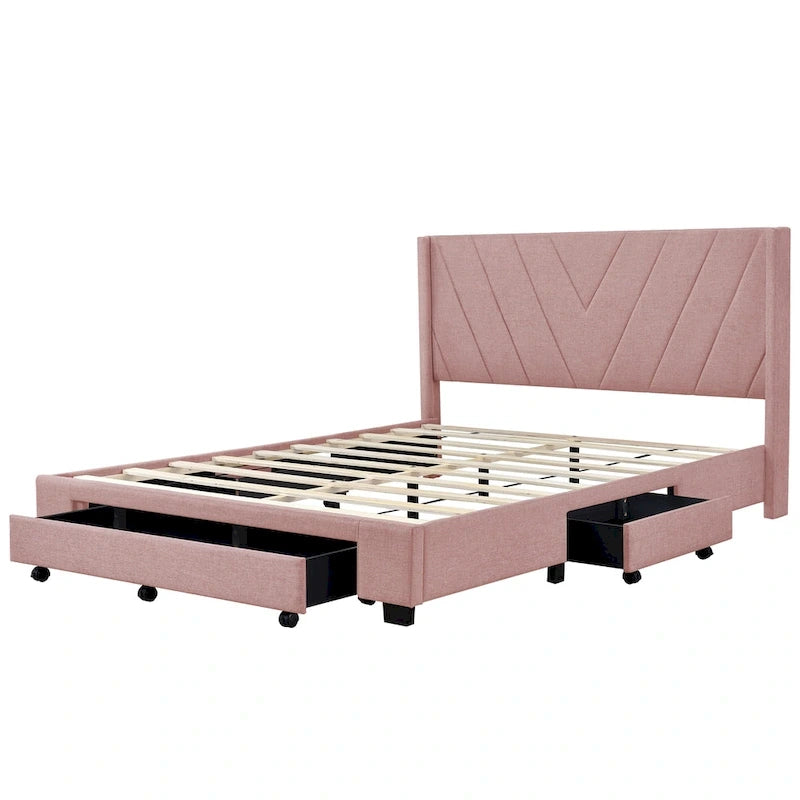 Queen Size Storage Bed with 3 Drawers