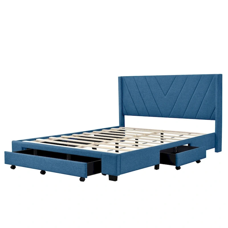 Queen Size Storage Bed with 3 Drawers