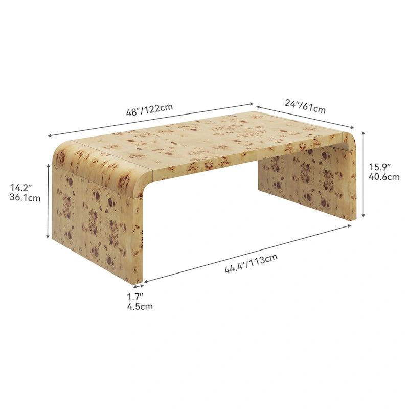 Moasis 45 Arched Burl Leather Coffee Table