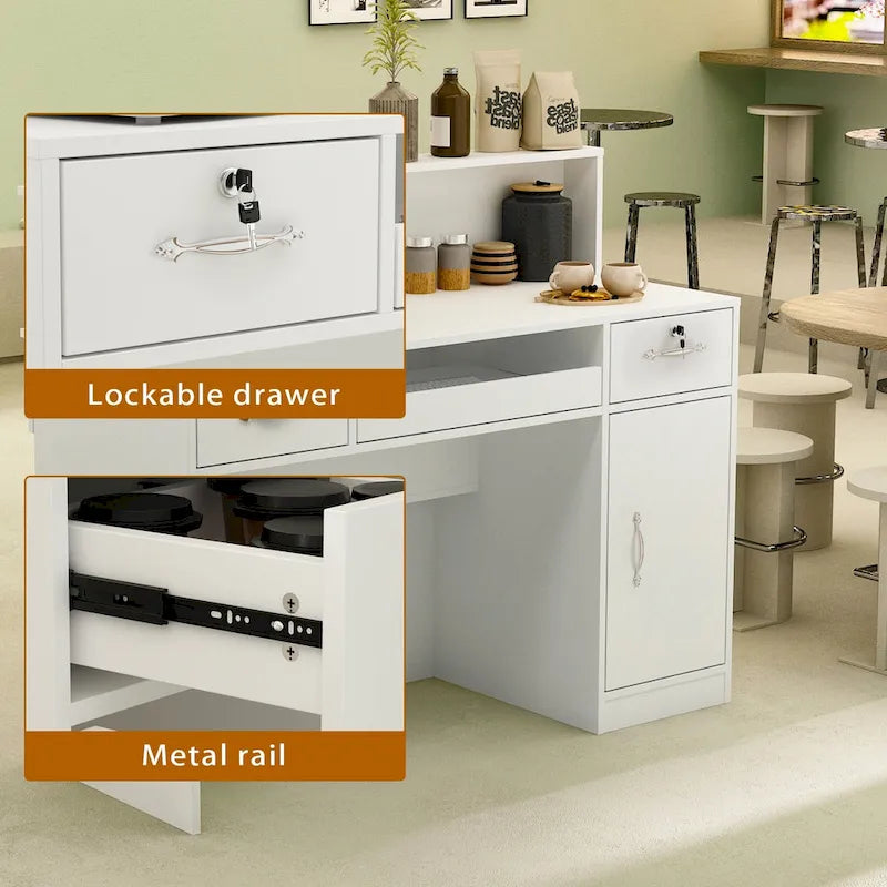 Modern Reception Desk Front Counter Table w/ Decor Light by Timechee