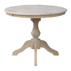 36 Round Top Pedestal Dining Table - Unfinished