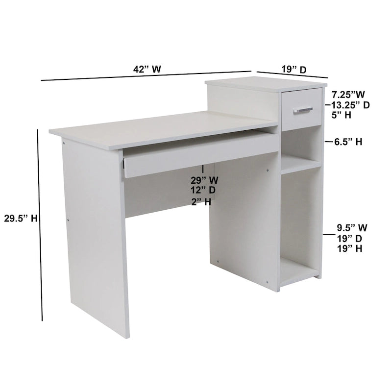 Computer Desk with Shelves and Drawer
