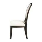 20 Inch Dining Chair, Set of 2, Oval Padded Back, Polylinen Cream Fabric