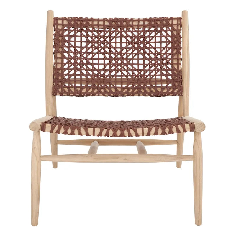White Leather Woven Accent Chair - Single Seat