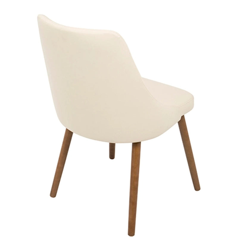 31.5 Walnut and Cream Quilted Faux Leather Modern Dining Chair