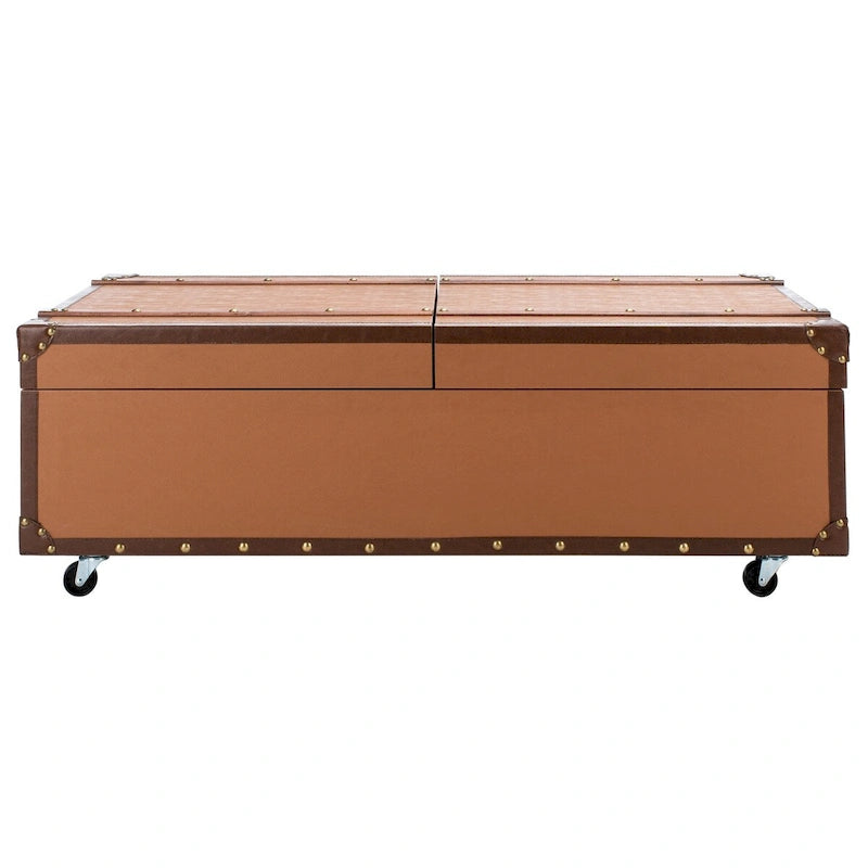 SAFAVIEH Terese Coffee Table Storage Trunk with Wine Rack - 47.2 W x 23.6 L x 15.4 H - 47Wx24Dx15H