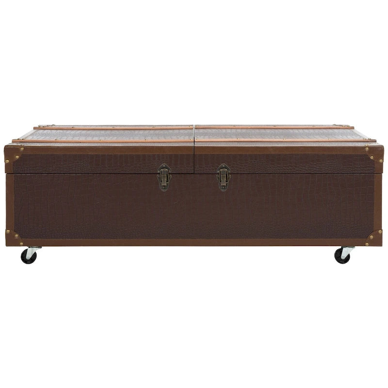 SAFAVIEH Terese Coffee Table Storage Trunk with Wine Rack - 47.2 W x 23.6 L x 15.4 H - 47Wx24Dx15H