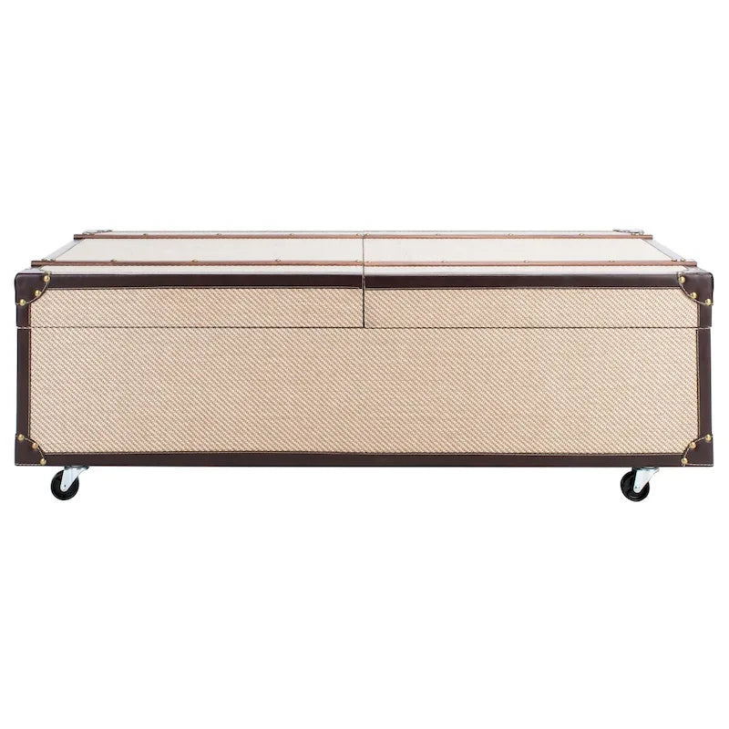 SAFAVIEH Terese Coffee Table Storage Trunk with Wine Rack - 47.2 W x 23.6 L x 15.4 H - 47Wx24Dx15H