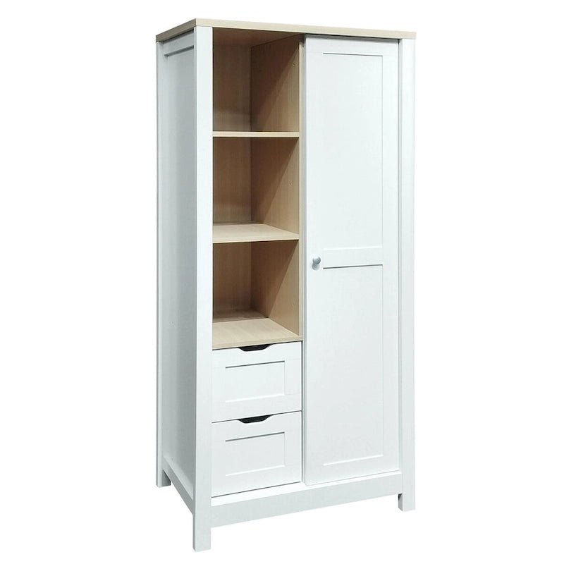Nestfair Bedroom Storage Wardrobe with Hanging Rods and 2 Drawers and Open Shelves