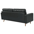 Brown Leather Mid-Century Sofa for 3 People