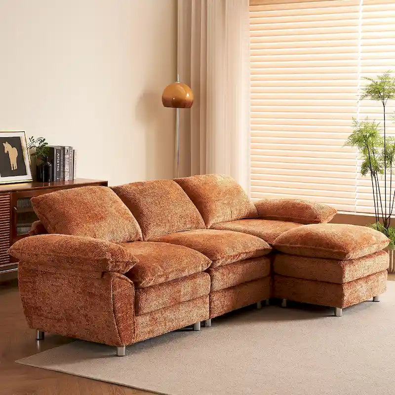 Modern dark three-seater sofa, polyester sofa sleeper, comfortable upholstered furniture for living room, apartment