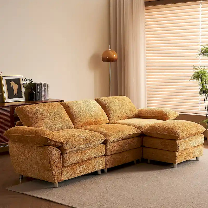 Modern dark three-seater sofa, polyester sofa sleeper, comfortable upholstered furniture for living room, apartment