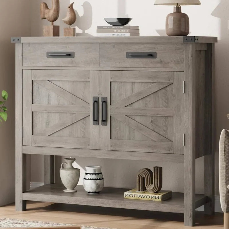 Farmhouse Entryway Table with 2-Door Cabinet & 2 Drawers