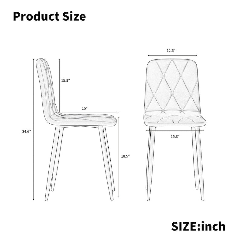Dining Chairs Set of 4, Modern Kitchen Dining Room Chairs, PU Dining Chair Upholstered Cushion Seat and Sturdy Metal Legs