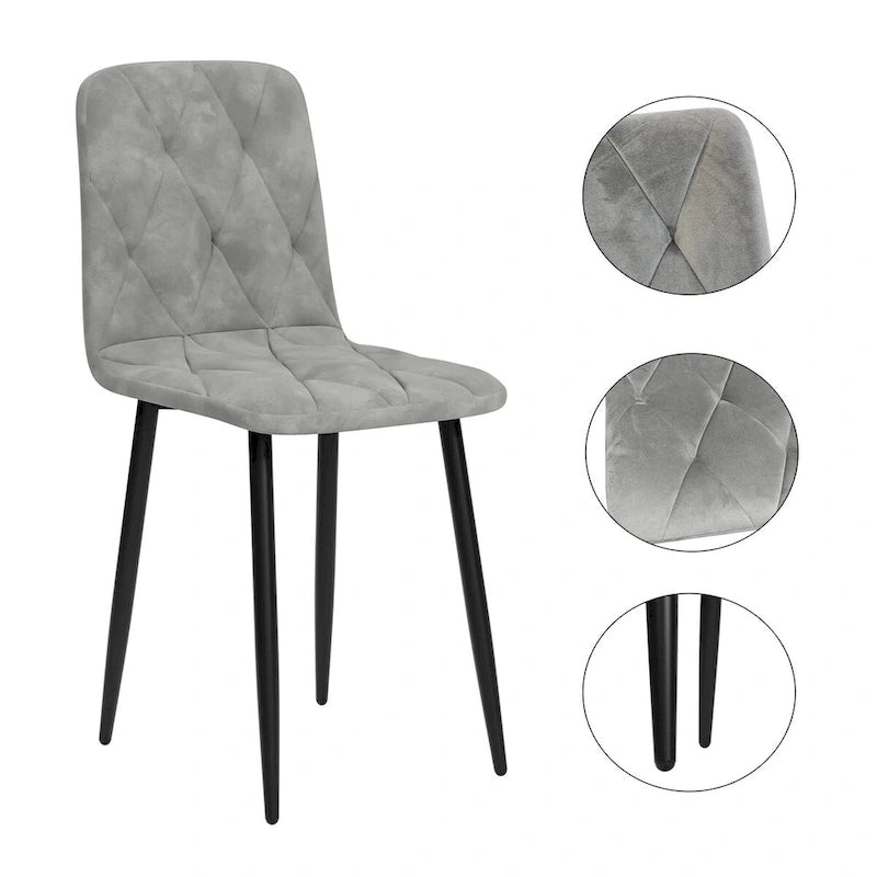 Dining Chairs Set of 4, Modern Kitchen Dining Room Chairs, PU Dining Chair Upholstered Cushion Seat and Sturdy Metal Legs
