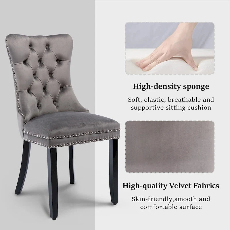 Modern Tufted Velvet Side Dining Chairs (Set of 4)