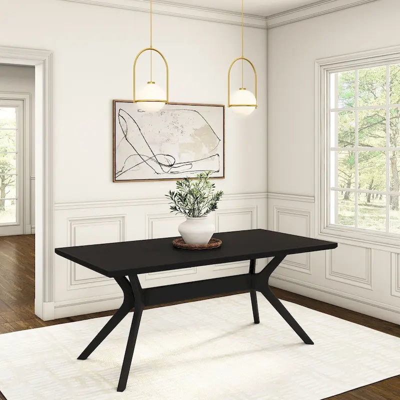 Natural Pine 72" Rectangular Dining Table with Cross Legs for 6-8 People