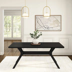 Natural Pine 72" Rectangular Dining Table with Cross Legs for 6-8 People