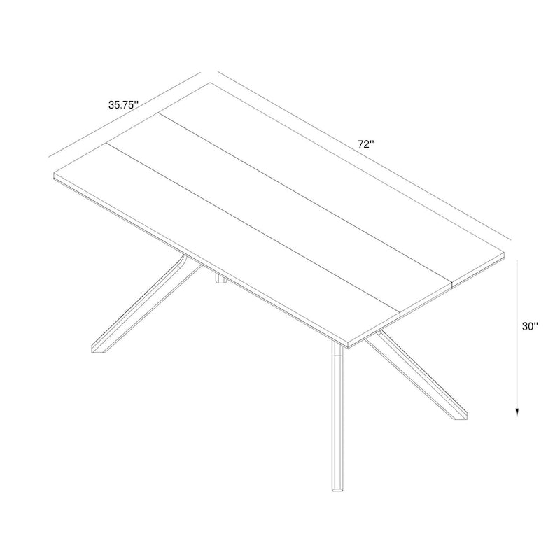 Natural Pine 72" Rectangular Dining Table with Cross Legs for 6-8 People